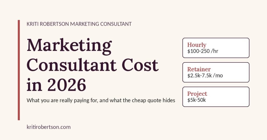Marketing consultant cost in 2026: hourly, retainer and project fee ranges from a business marketing consultant